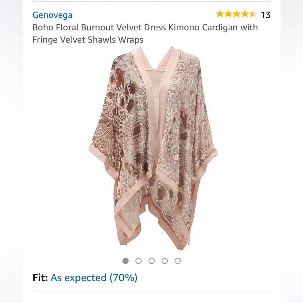 Genovega kimono burnout velvet, NWOT, OS, beautiful pinks